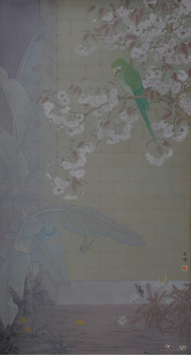 主峰 《春日的午后》 绢本 118×66cm