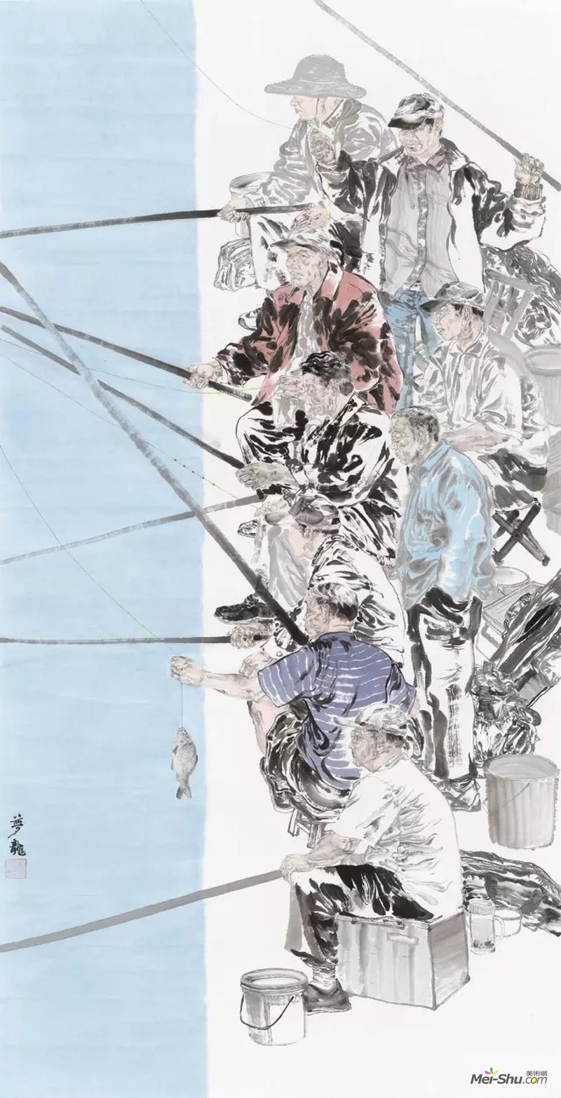 李梦龙渔纸本设色 248x129cm 2017