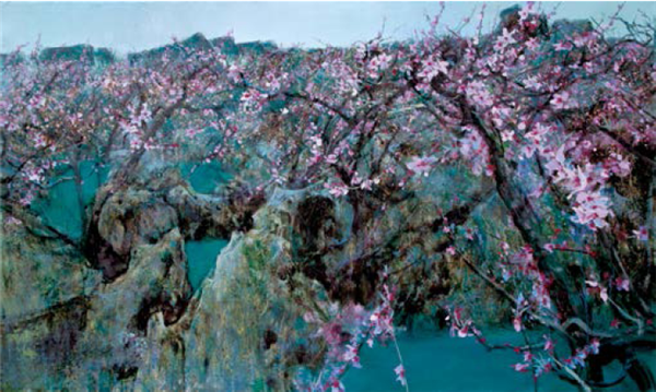 只见桃花不见人 黄礼攸 150×250cm 2017