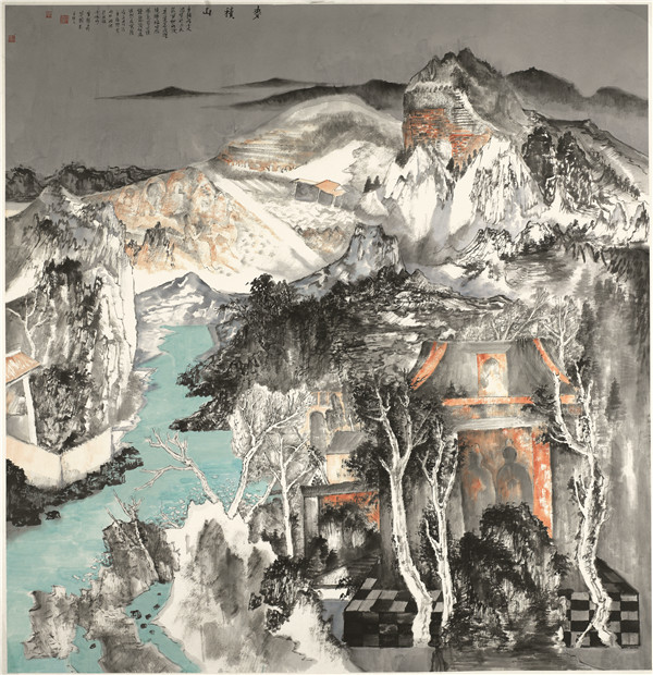 杨恩国 麦积山 195cm×200cm 中国画.jpg