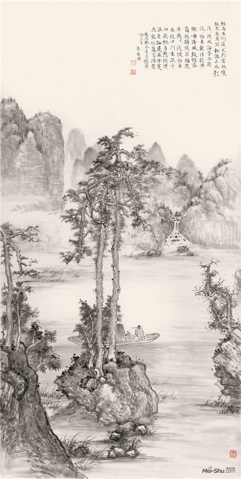 《松江玉笛》 138cm×70cm 纸本水墨 2013年