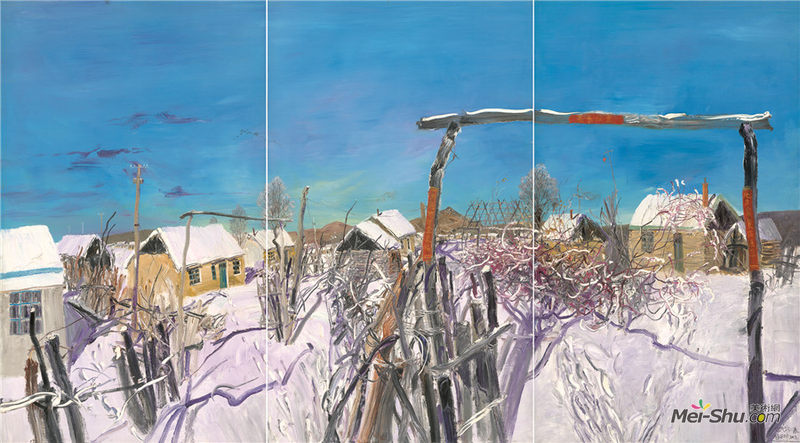 回头沟二队 赵开坤 2013年 布面油画 270×150cm(三联)