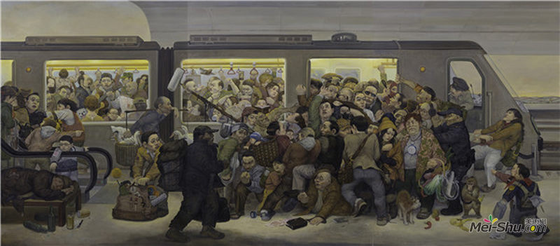 陈彦百《 三十分之一的秒的进退》170x450cm 布面油画 2016