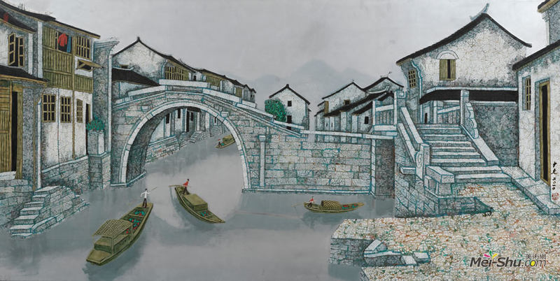《周庄双桥》 180cm×90cm 2010年