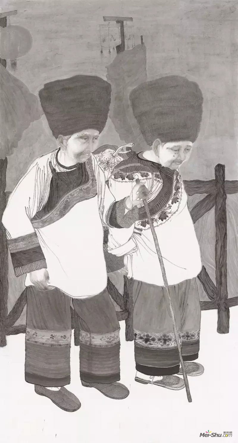 李伟伟湘西老人 纸本水墨180x97cm2017