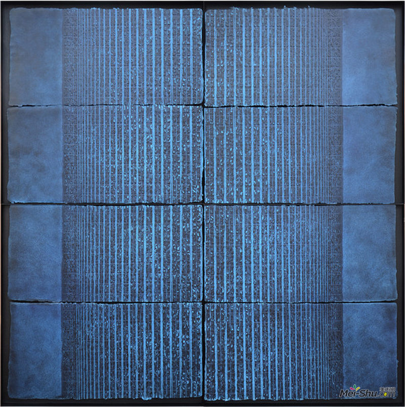 《都市之夜NO.9》 油墨、丙烯、手工纸 200x200cm 2017
