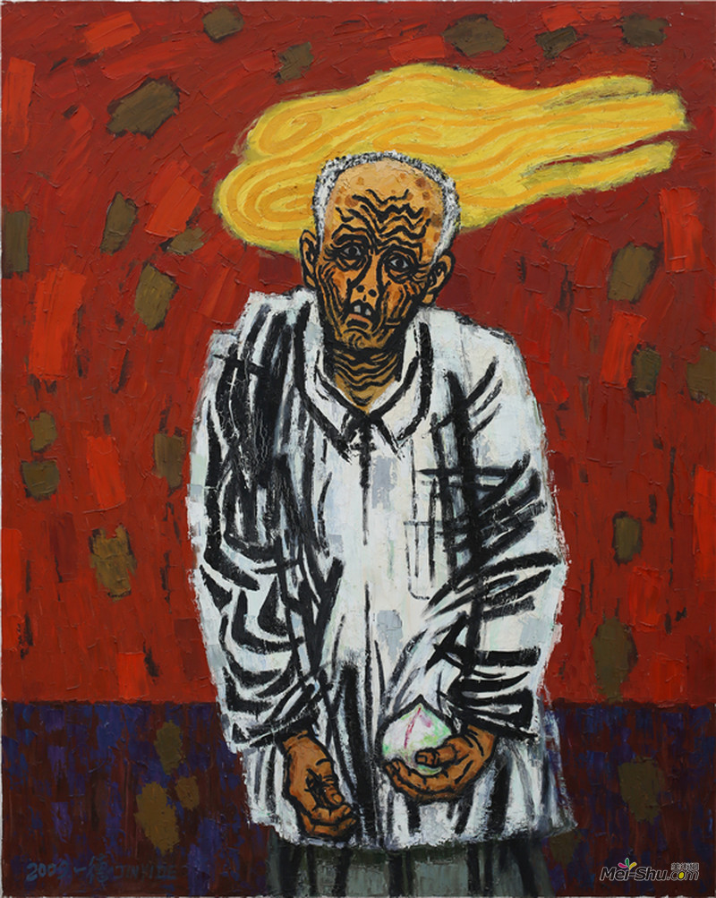 老人系列之一、金一德、 2015年、 布面油画、150cmx200cm