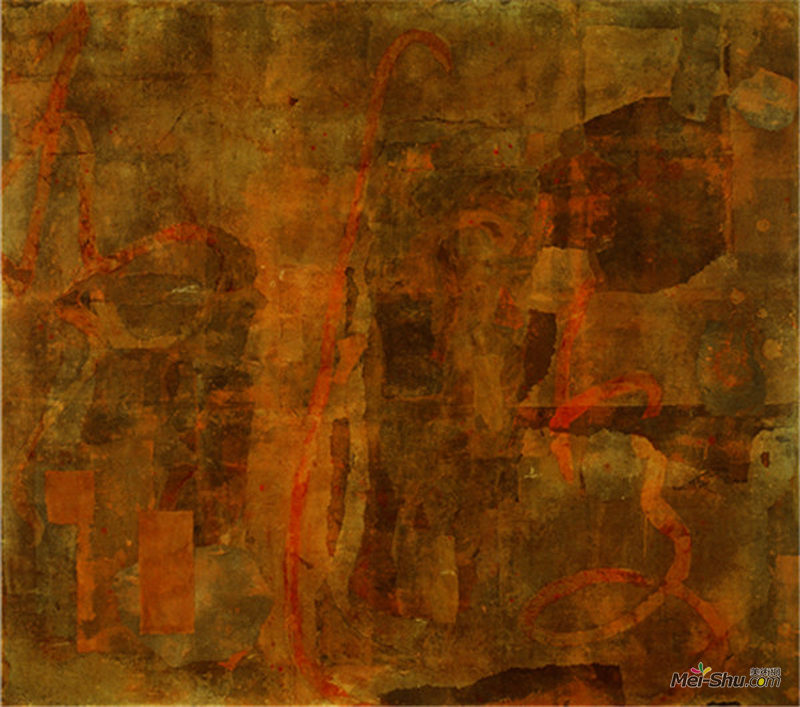 韦佳 NO.0893水粉，水墨，色粉笔，宣纸拼贴在木板上的画布。178cmx200cm，2008