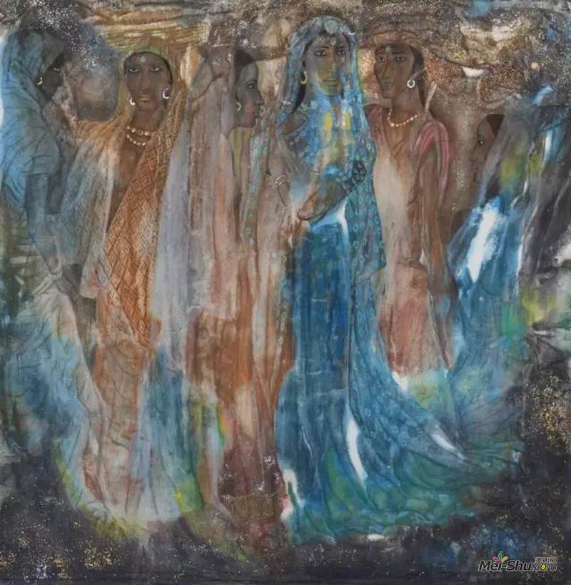 吴团良 《恒河印象之1》 工笔 68×68cm 2014年