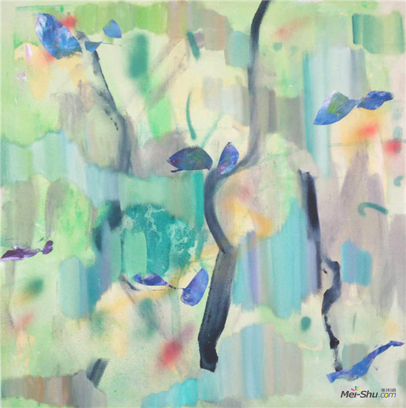 张一非 丛林系列 青绿 80x80cm 布上油彩 2017