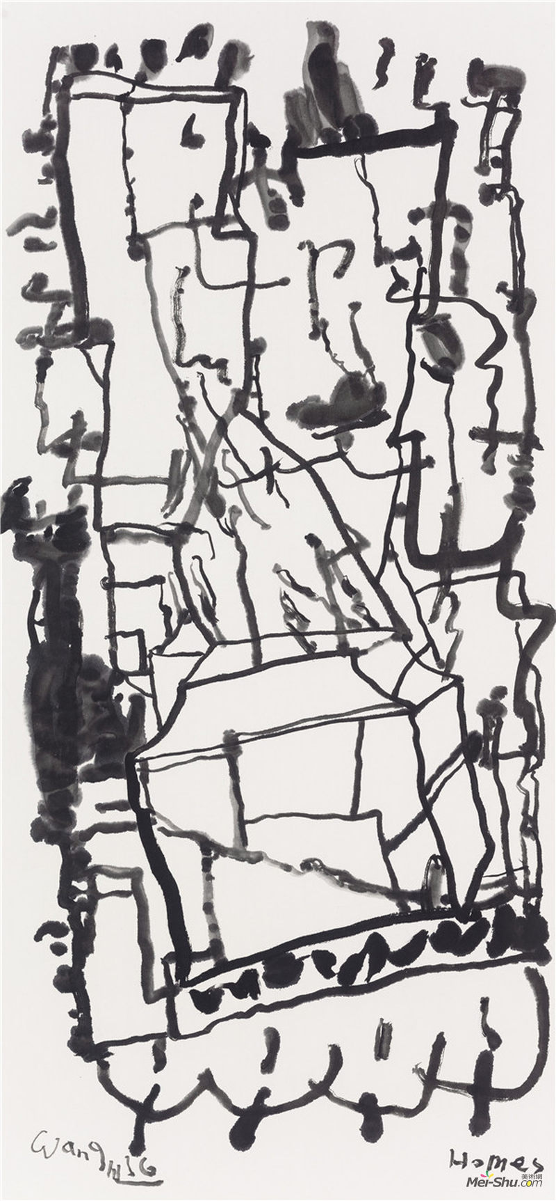 王川，《房子之一》，97x45cm，宣纸水墨，2016