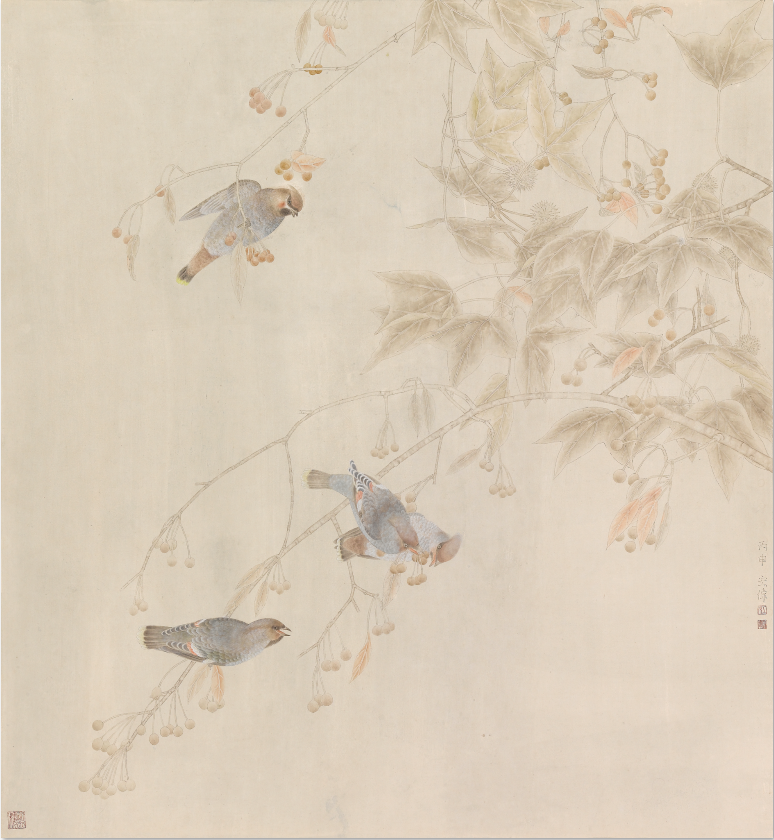 江宏伟 山果来禽 纸本 97cm×89cm 2016年