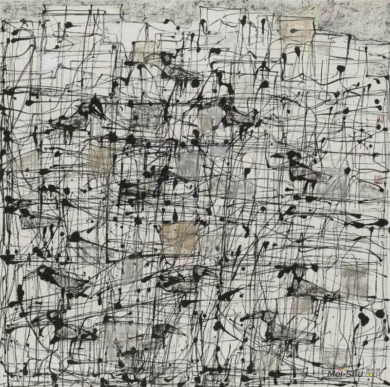 乔晓光《丝路古城》The Ancient City on the Silk Road 125x125cm 纸本水墨 2018