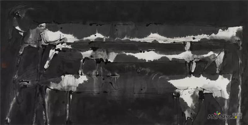 乔晓光《哥特的羊》Gothic Goats 68x137cm 纸本水墨 2016年