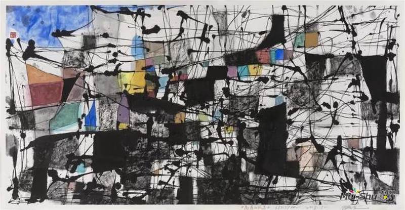 乔晓光《高原的风马》Wind and Horse on the Highland 68x137cm 纸本水墨 2018