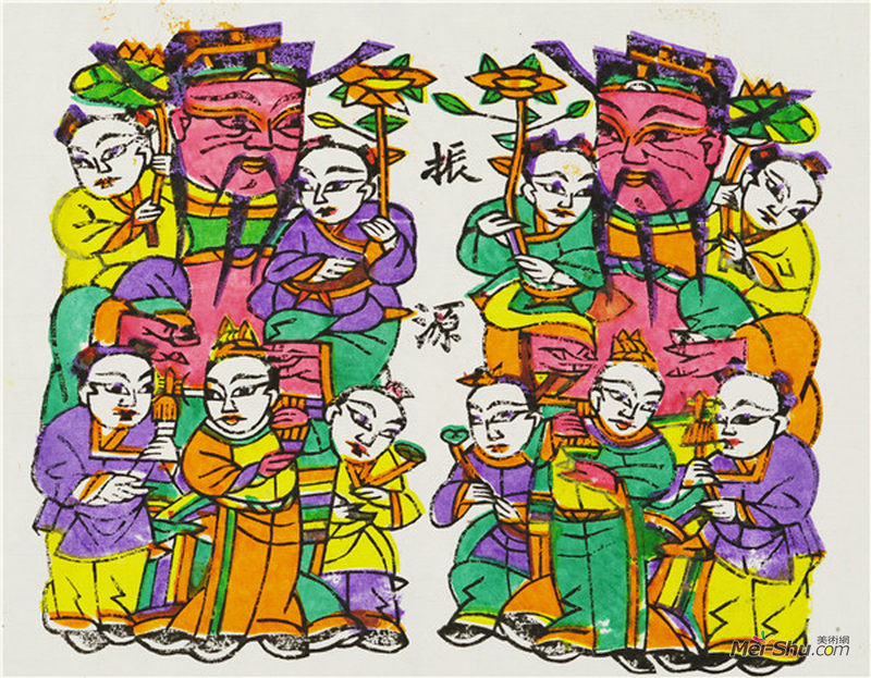 2《五子登科》 17.5×21.4cm 套色水印_副本