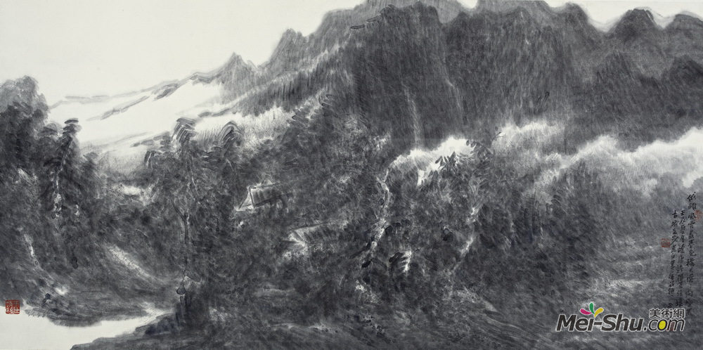 《俄倾风云画墨色》240×124CM水墨纸本2012年