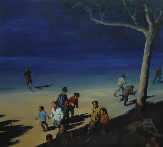 2011年《瞬间》，220×220cm布面油画，贺丹作品