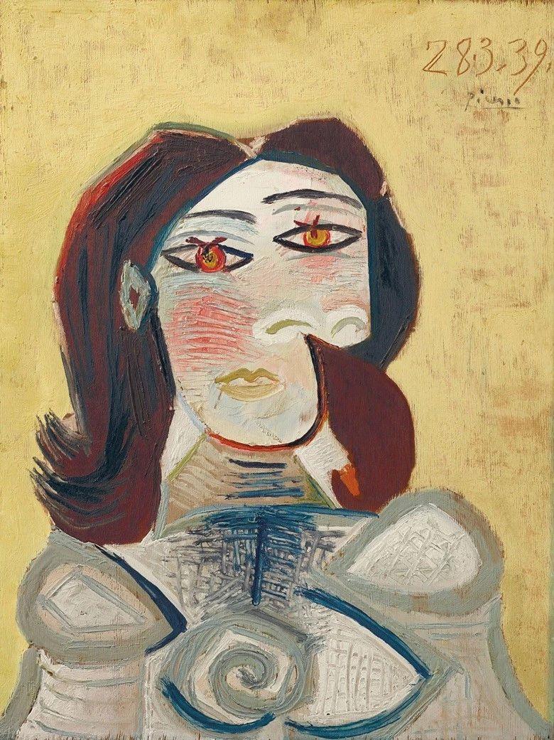 巴布罗?毕加索《女人半身像（朵拉?玛尔）》，油彩 木板，1939年3月28日作，估价：5,000,0