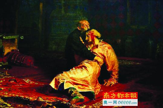 列宾油画作品《伊凡雷帝和他的儿子》